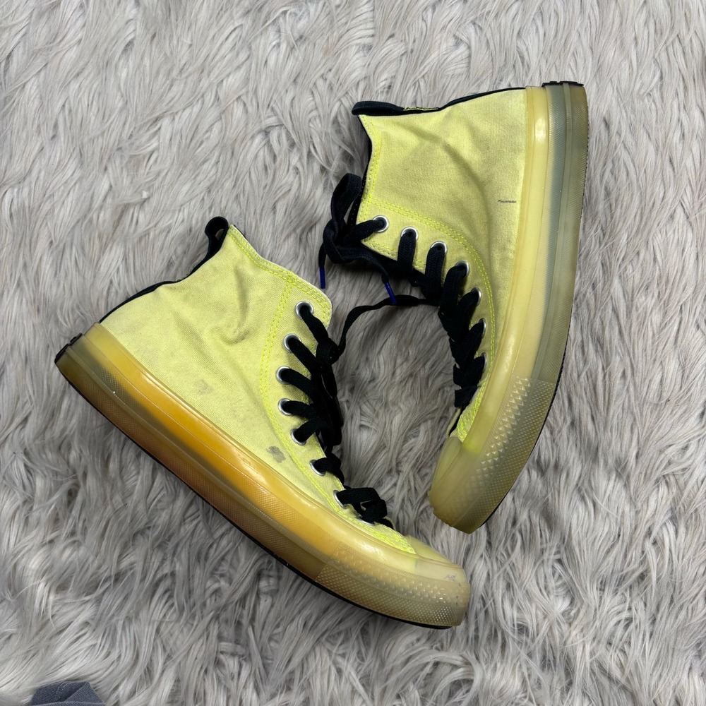 Converse Women's 9 Neon Yellow High Vis High Top Sneaker See Through Soles
